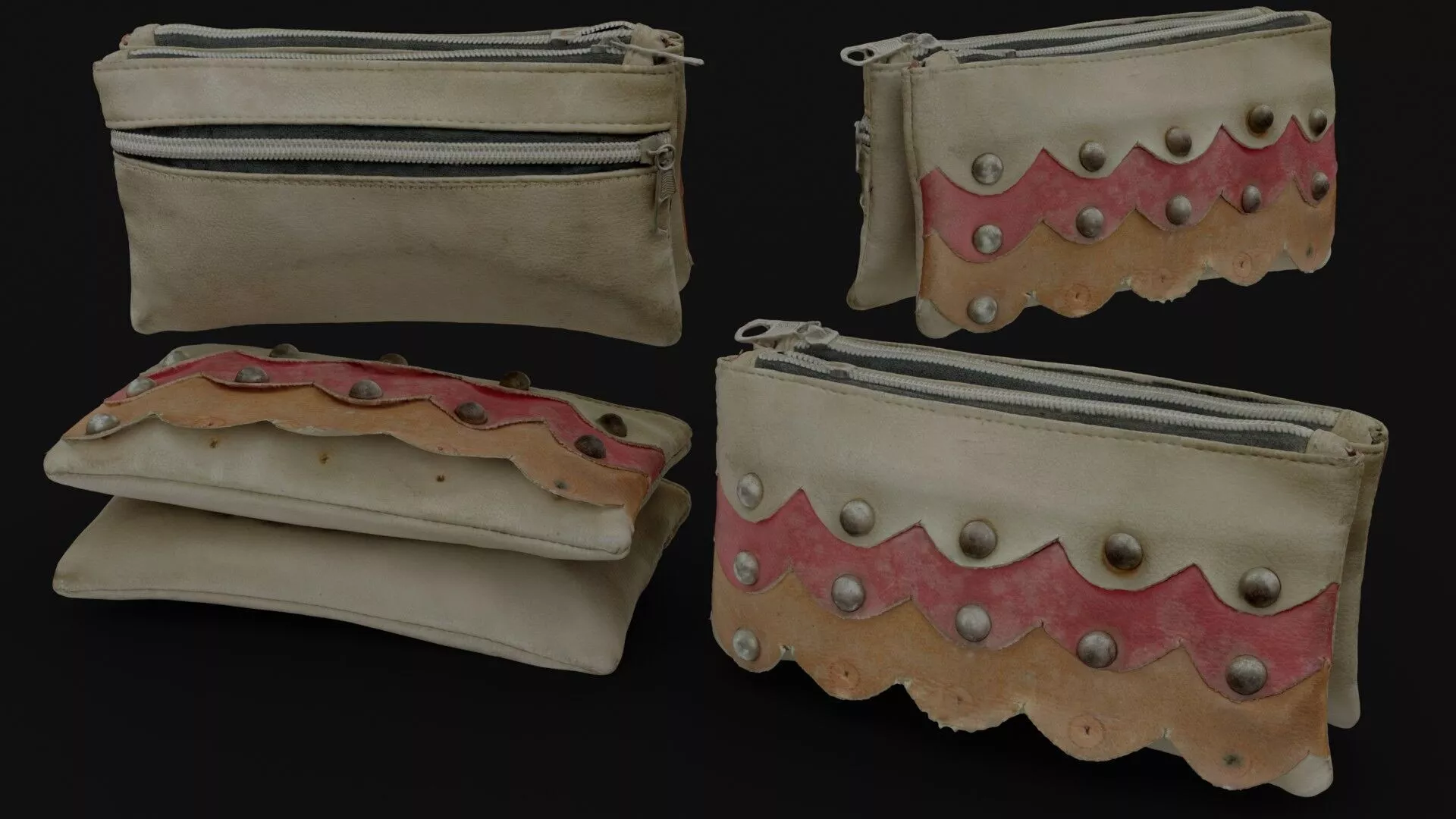 Vintage Studded Leather Clutch 3D model