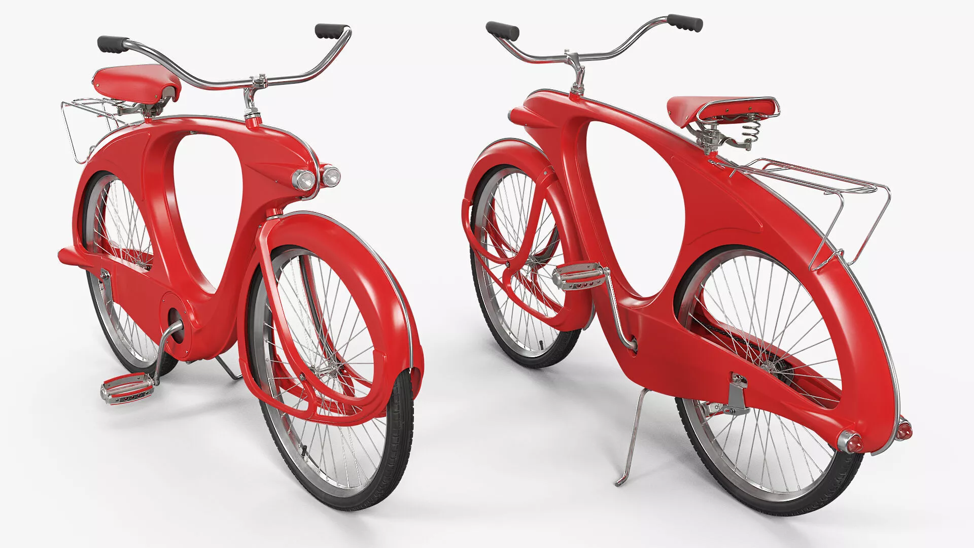 Collectible Retro Cruiser Bicycle Red Rigged 3D model