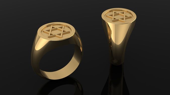 Ring silver signet with star of david 3D print model