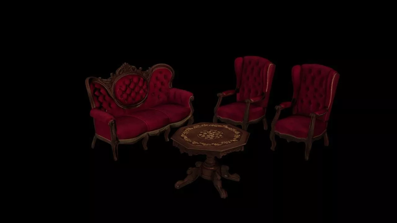 Victorian Rococo Revival Miniature Furniture Set 3D print model