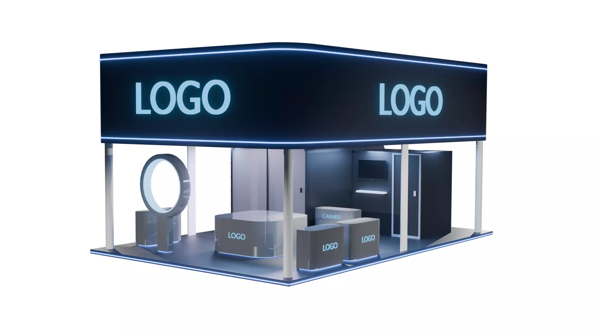 Futuristic Tech Exhibition Booth with LED Lighting 6 x 9 3D model
