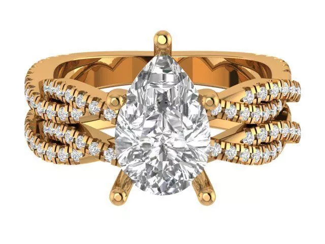 Pear Engagement Ring 3D print model