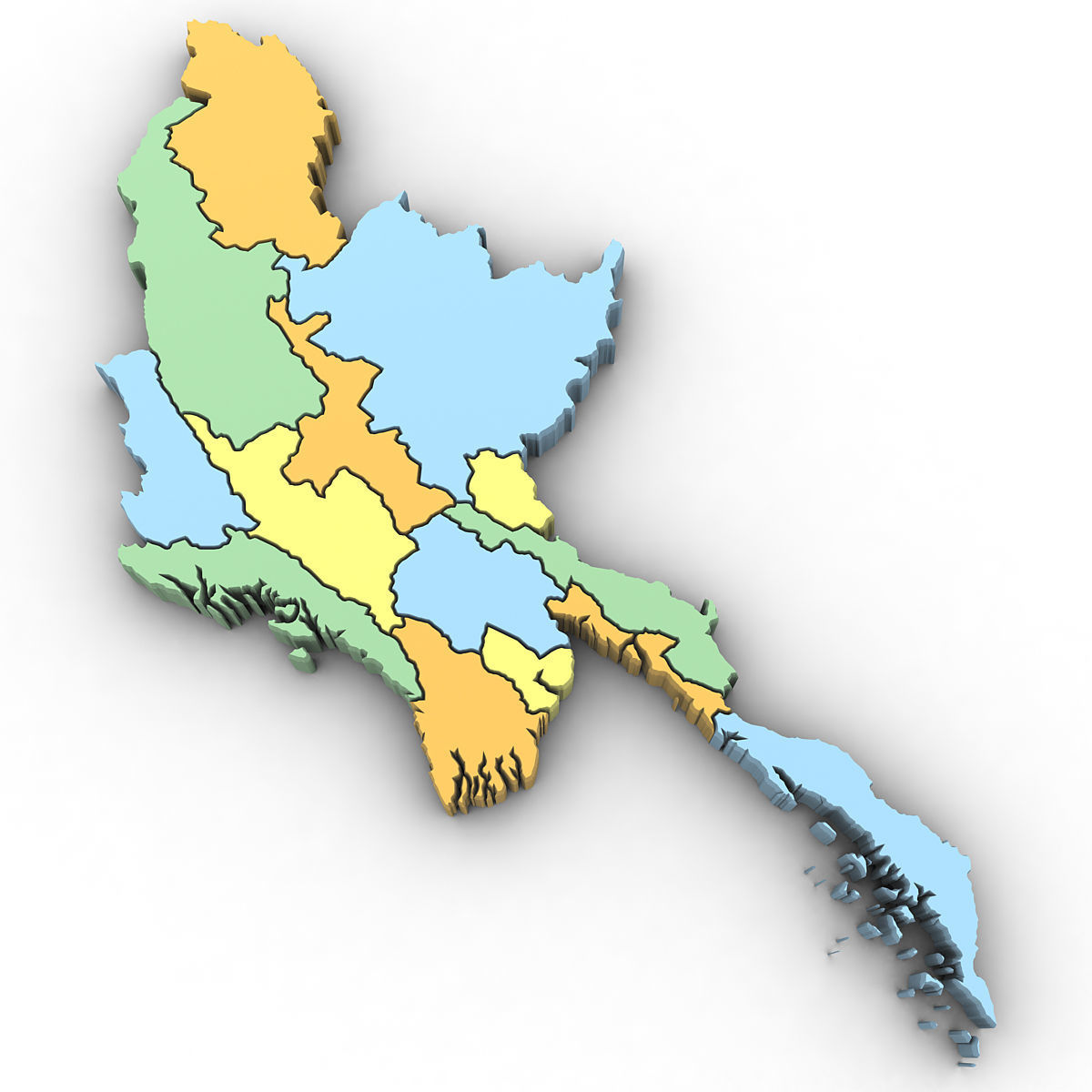 3d Political Map of Burma 3D model_1