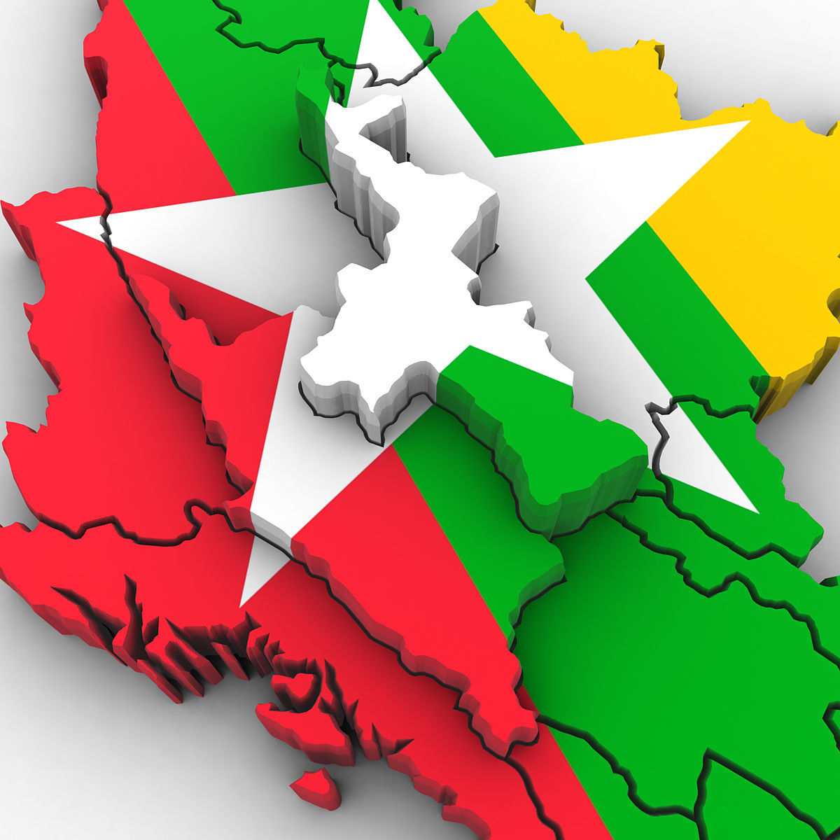 3d Political Map of Burma 3D model_4