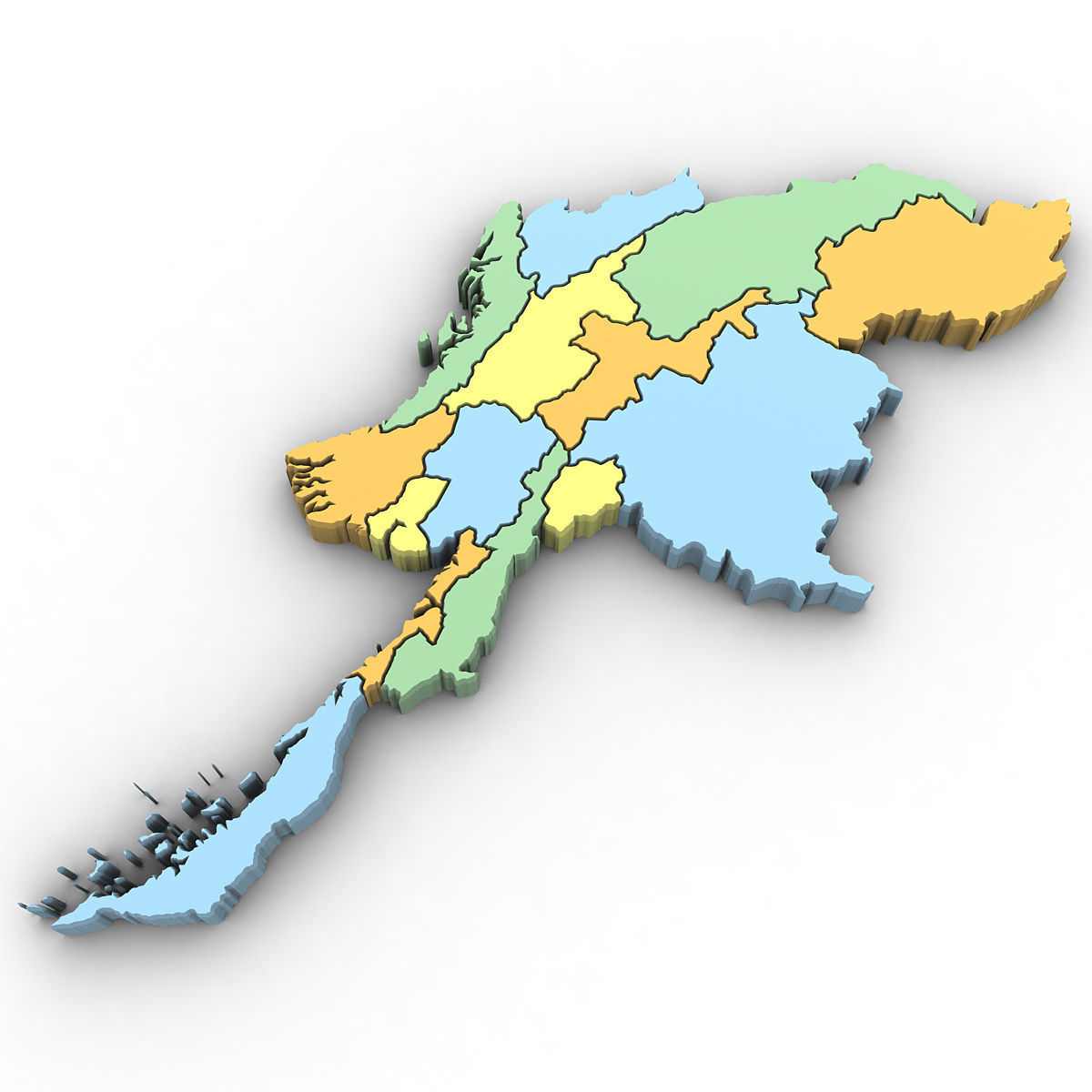 3d Political Map of Burma 3D model_3