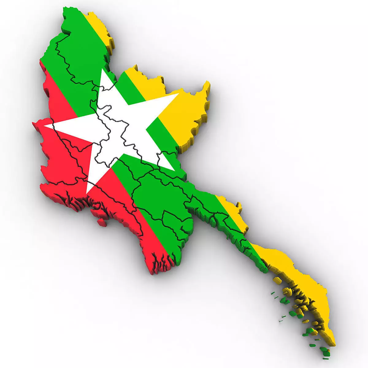 3d Political Map of Burma 3D model_0