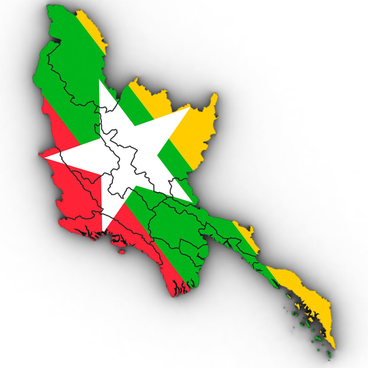 3d Political Map of Burma 3D model_6