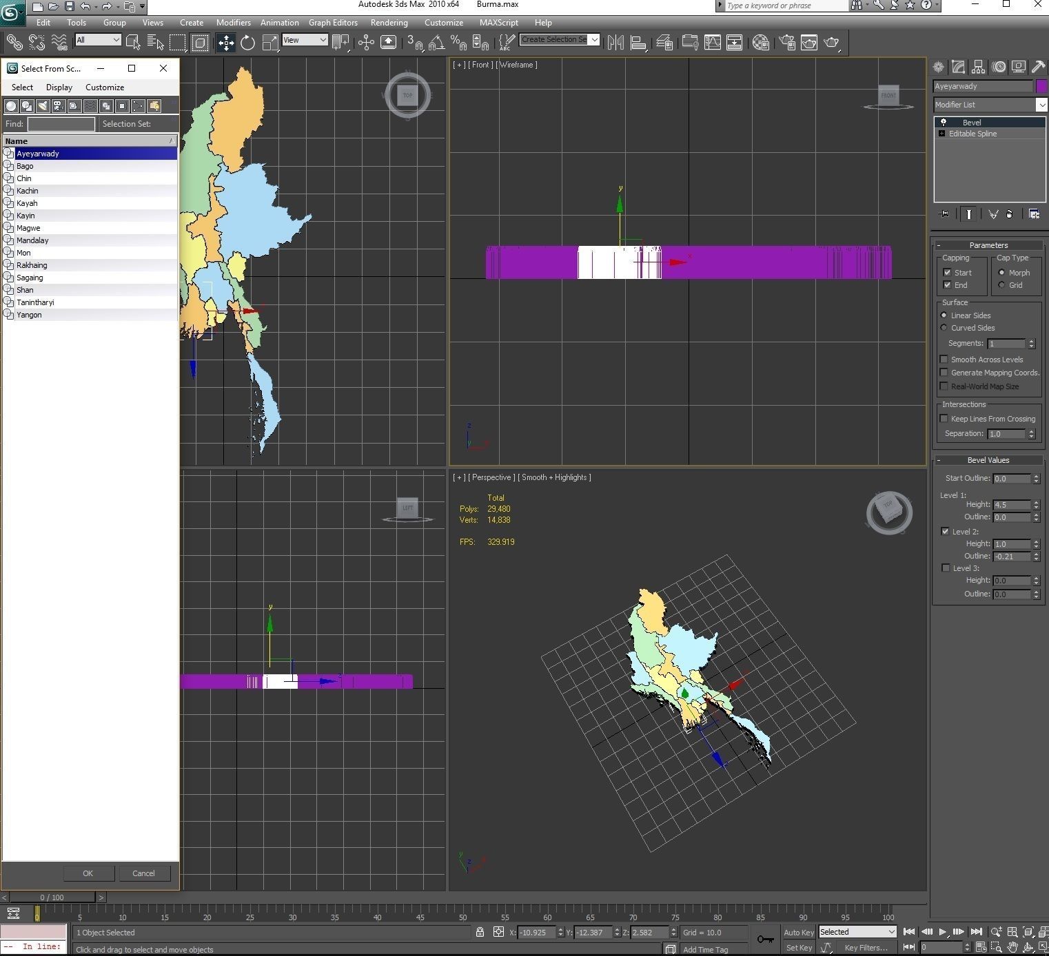 3d Political Map of Burma 3D model_8