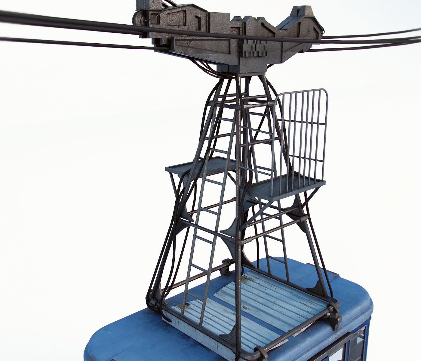 Cableway cable car - cable car 3D model_7