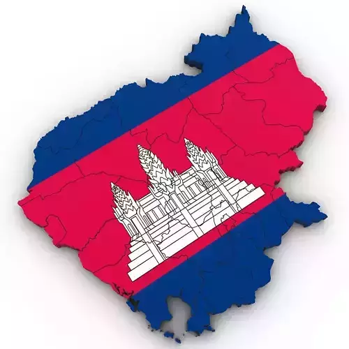 3d Political Map of Cambodia