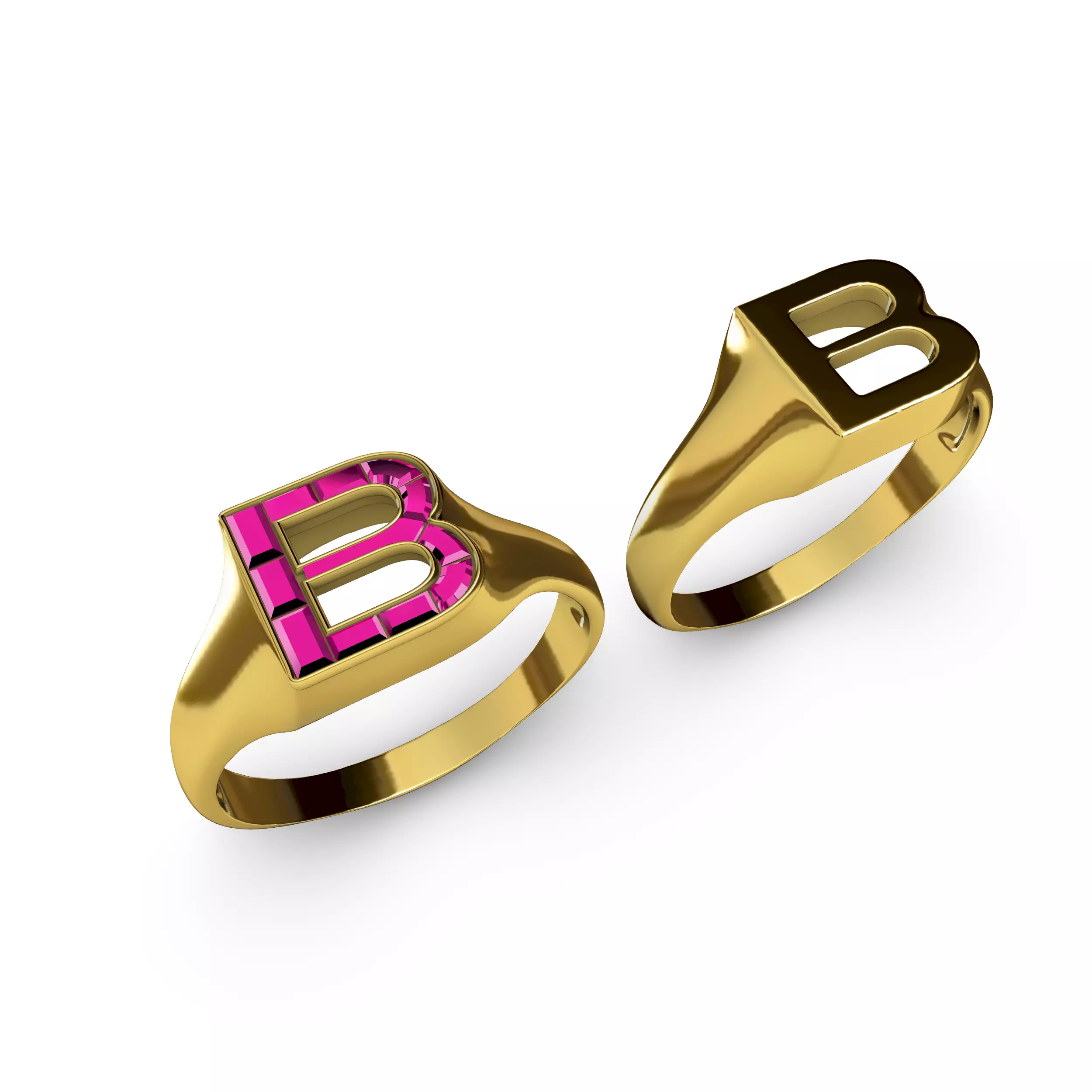 B Letter Signet Ring 3D print model