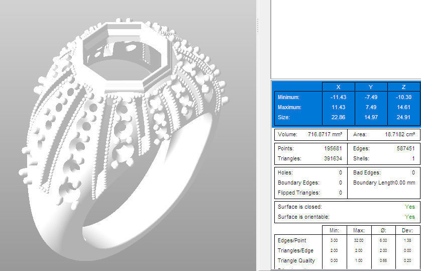 Octagon Bezel-Set Gem 8x8 Dome Ring 0216 3D print model_5