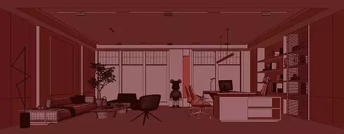 Modern Office Interior Design 3D model 7