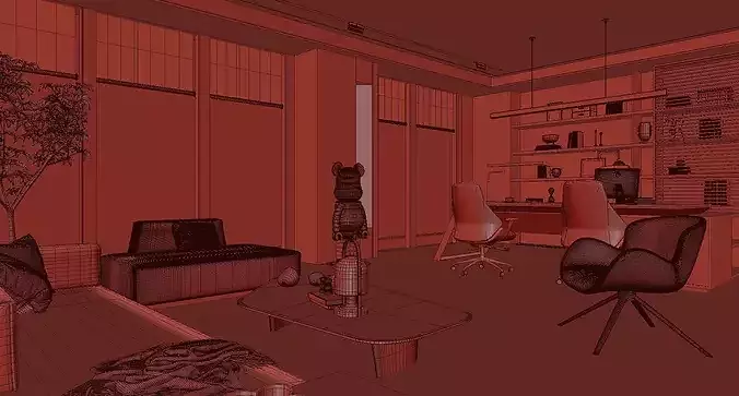 Modern Office Interior Design 3D model 5