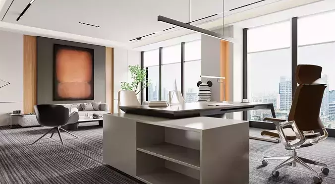 Modern Office Interior Design 3D model 2