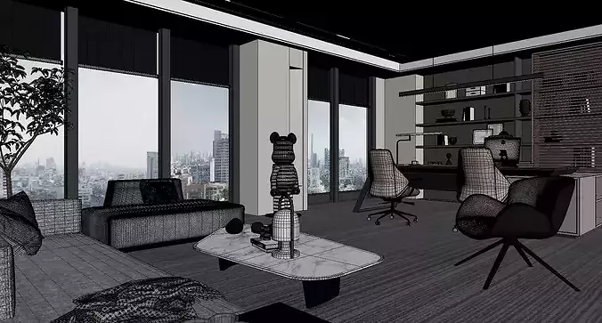 Modern Office Interior Design 3D model 6