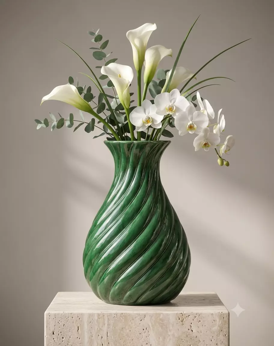 green aesthetic flower vase 3D model