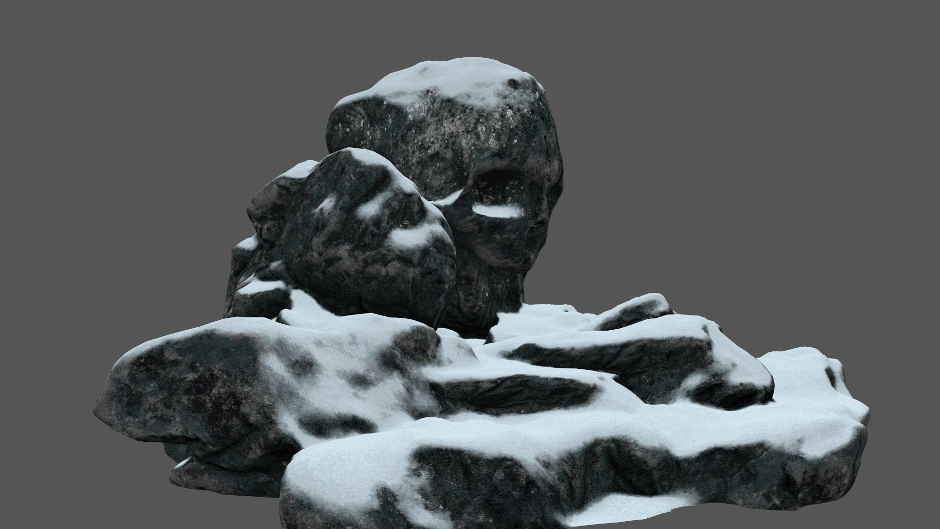 snow skull cave Low-poly 3D model_4