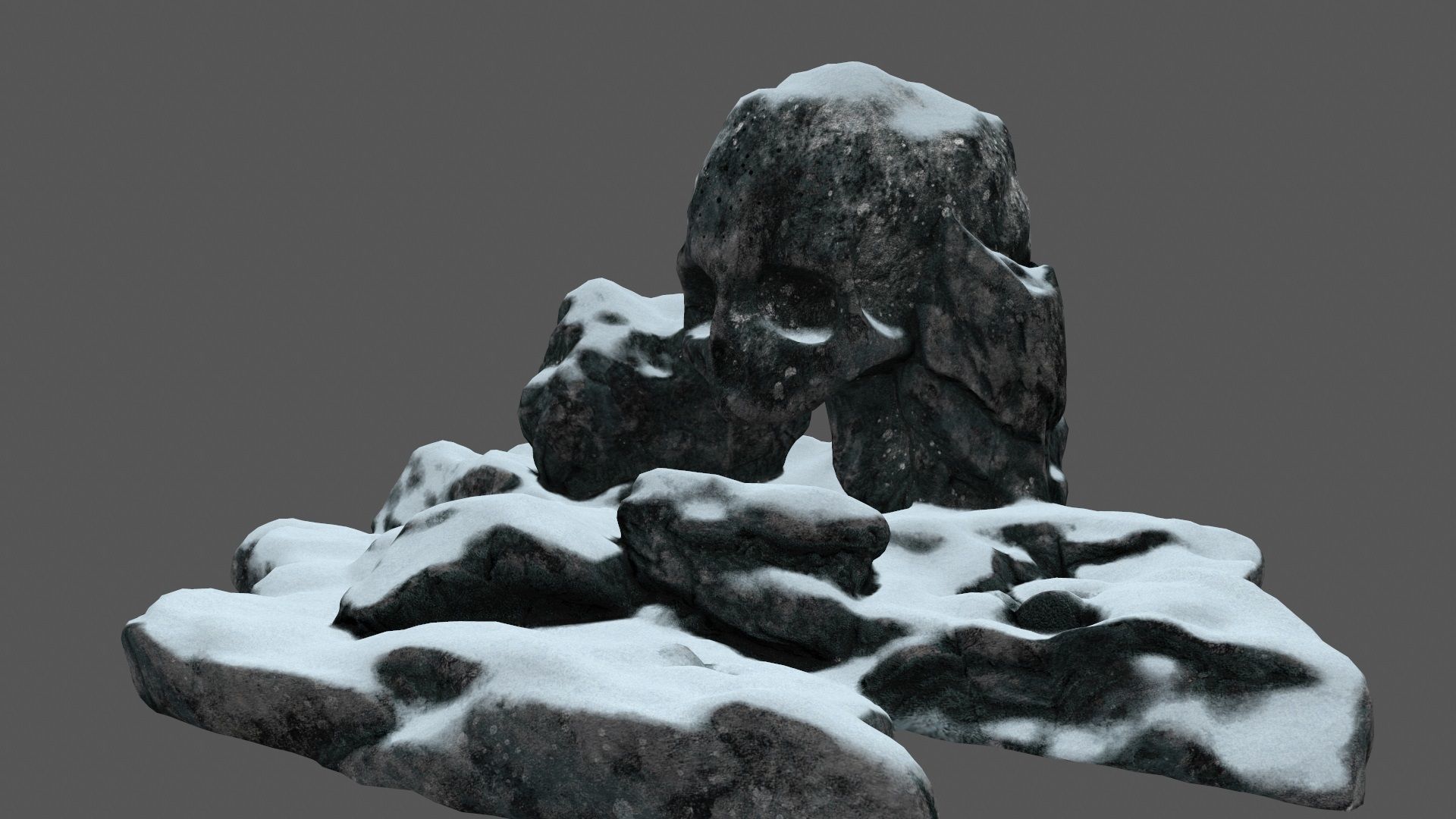 snow skull cave Low-poly 3D model_8