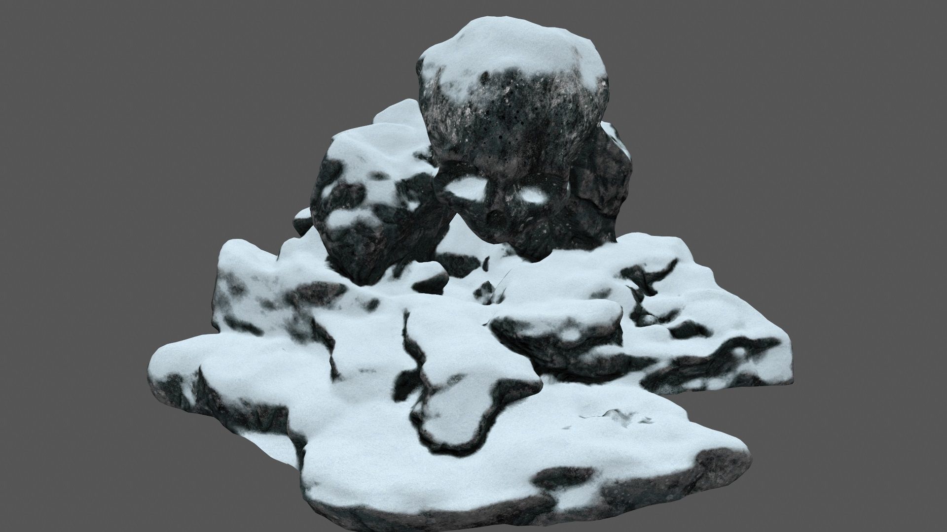 snow skull cave Low-poly 3D model_9