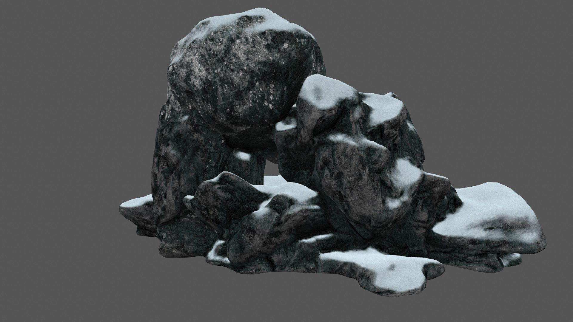 snow skull cave Low-poly 3D model_5
