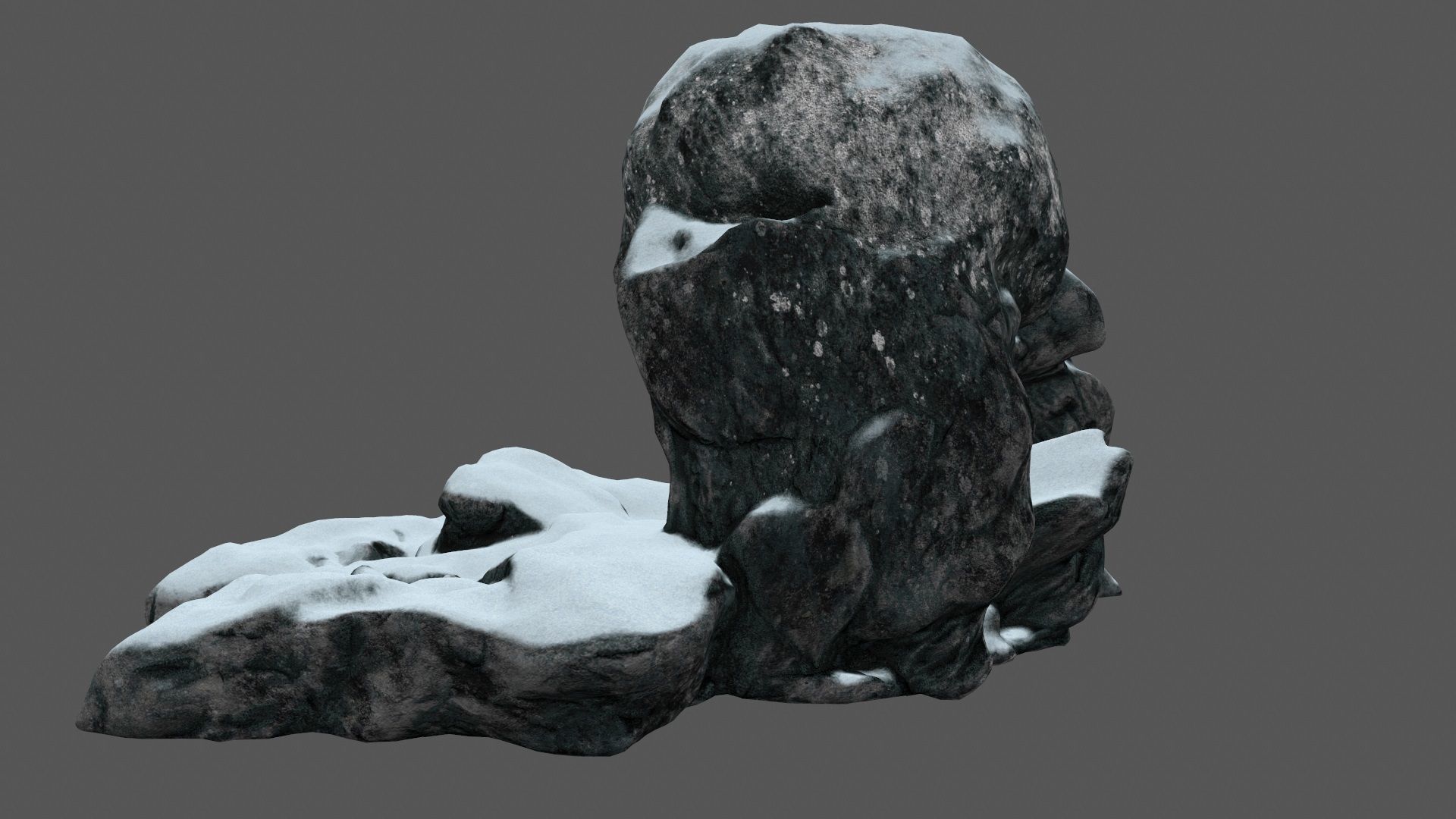 snow skull cave Low-poly 3D model_11