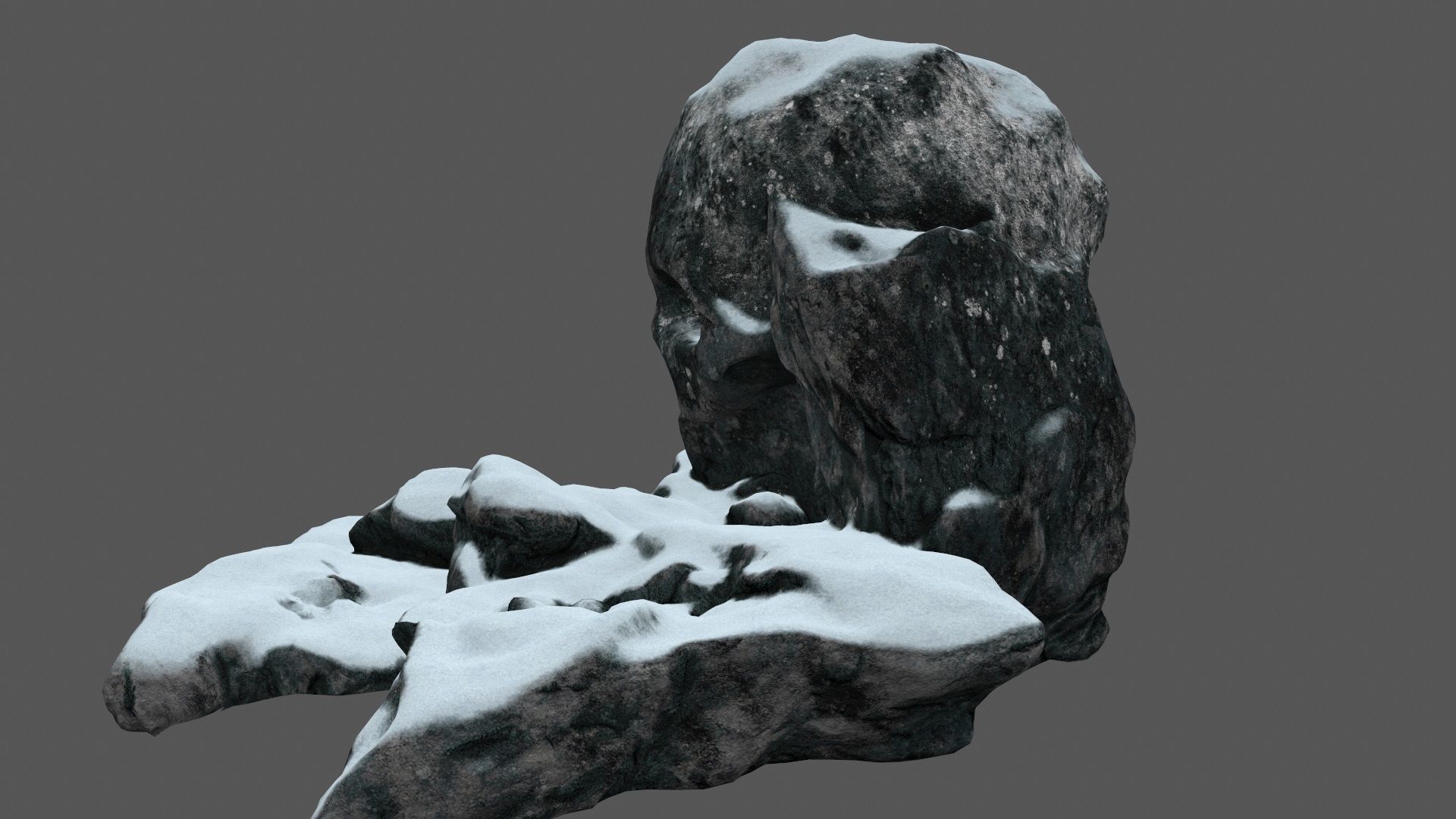 snow skull cave Low-poly 3D model_6