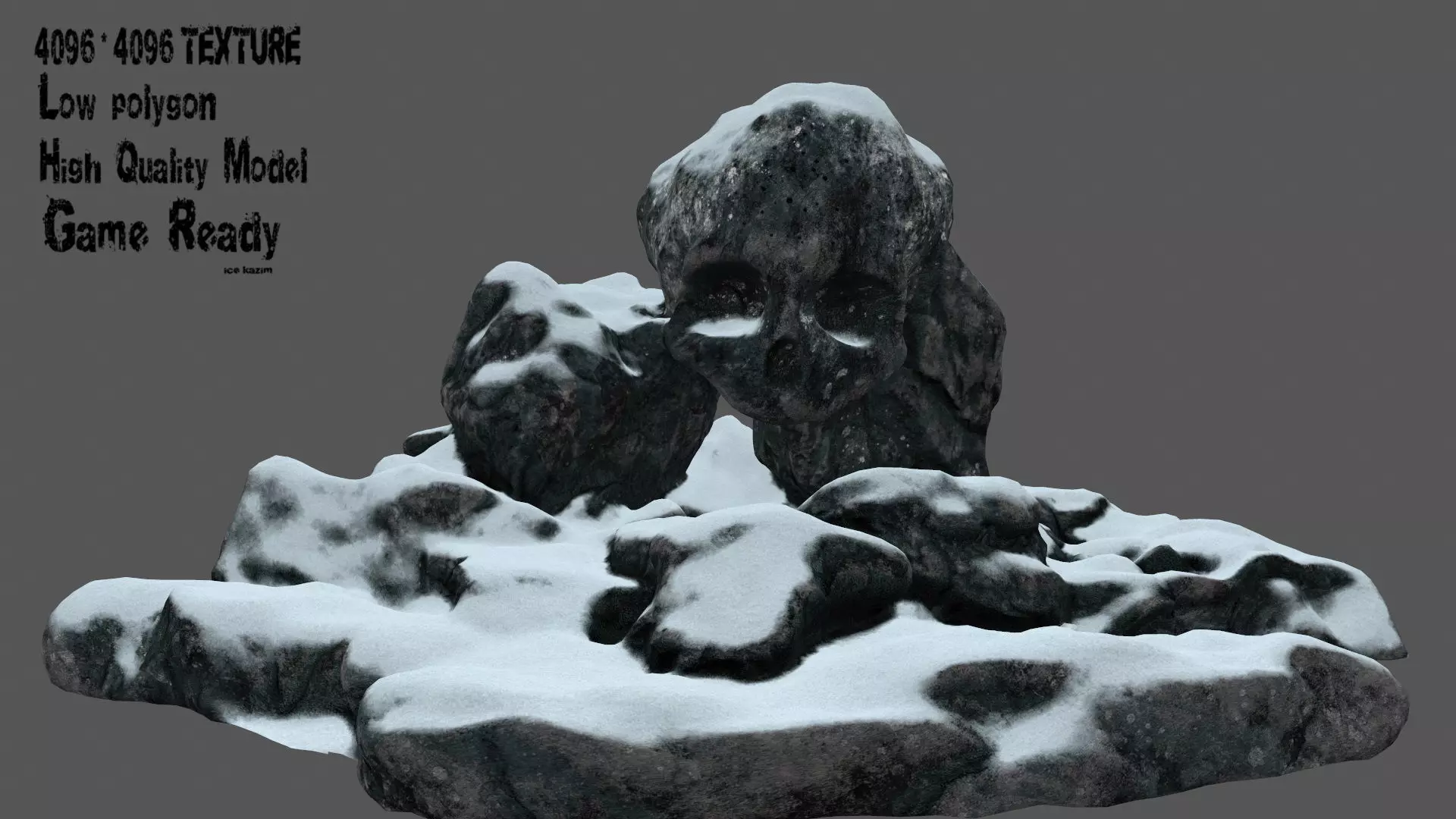 snow skull cave Low-poly 3D model_0