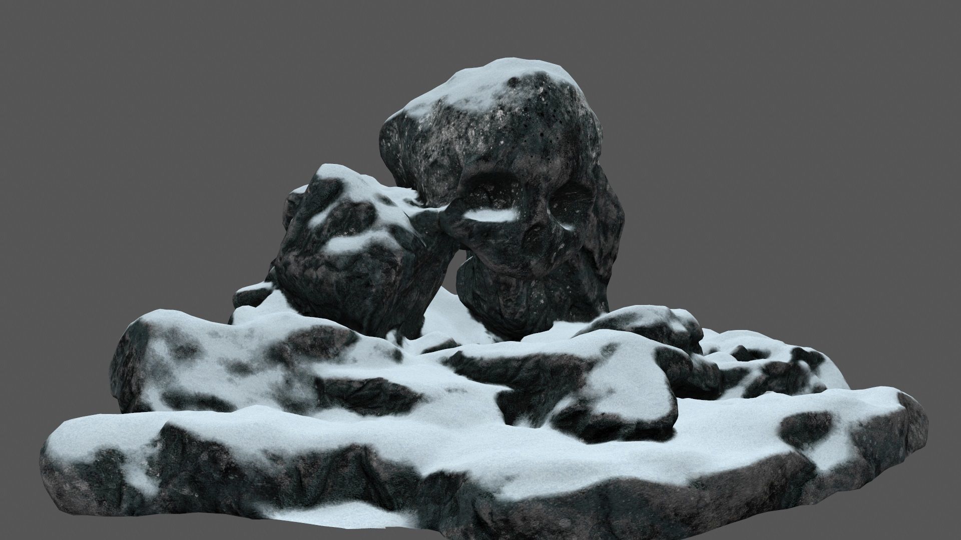 snow skull cave Low-poly 3D model_1