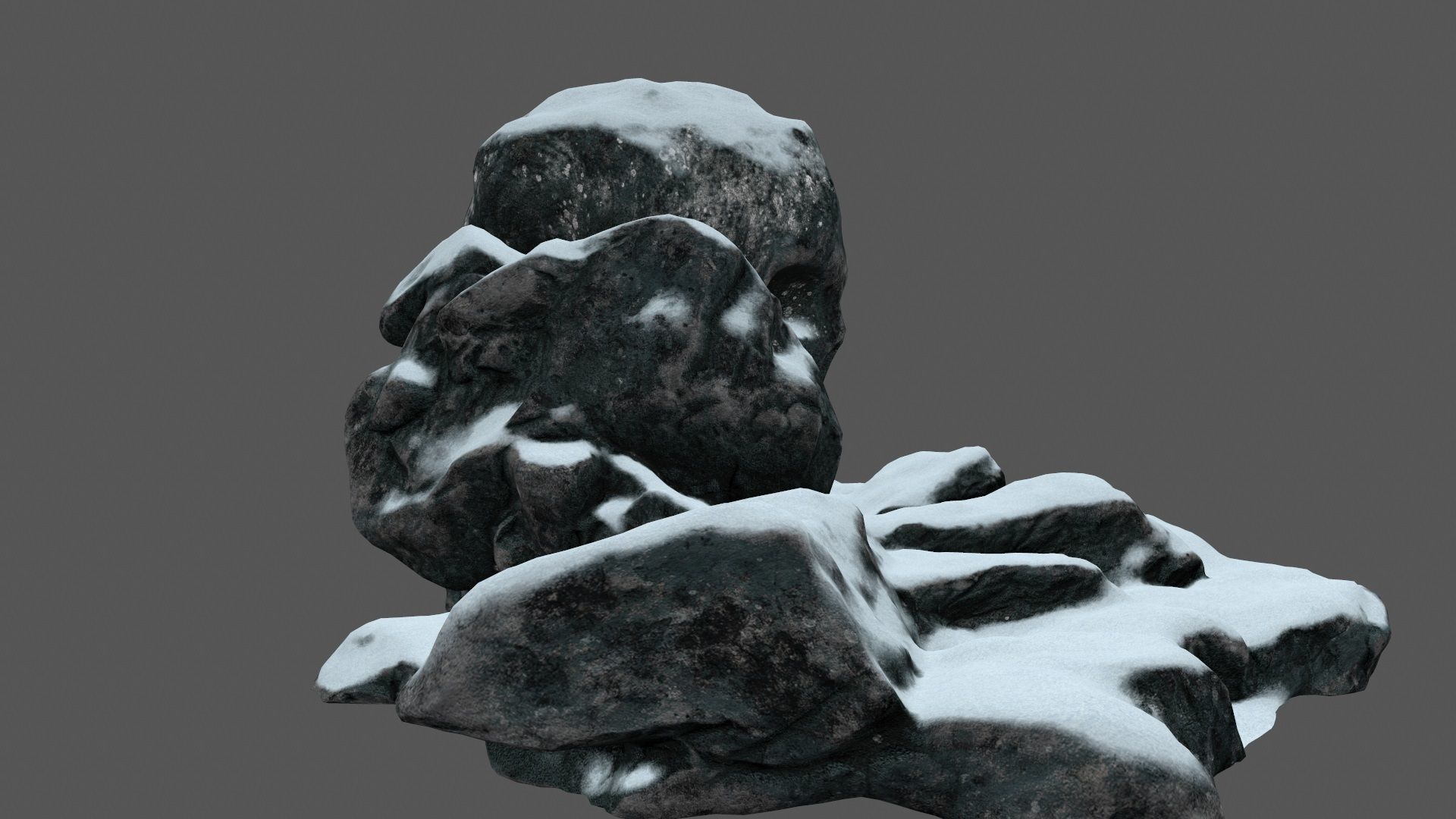 snow skull cave Low-poly 3D model_3