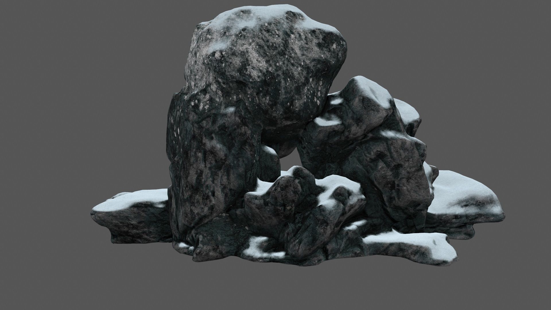 snow skull cave Low-poly 3D model_7