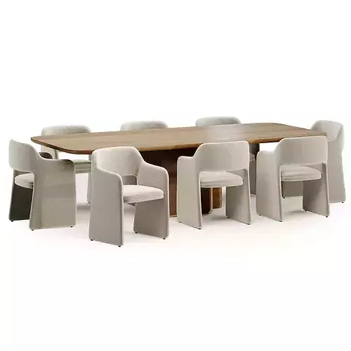 diana chair with echo table 3D model 2