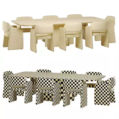 diana chair with echo table 3D model 7
