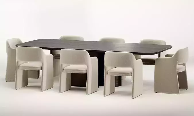 diana chair with echo table 3D model 4
