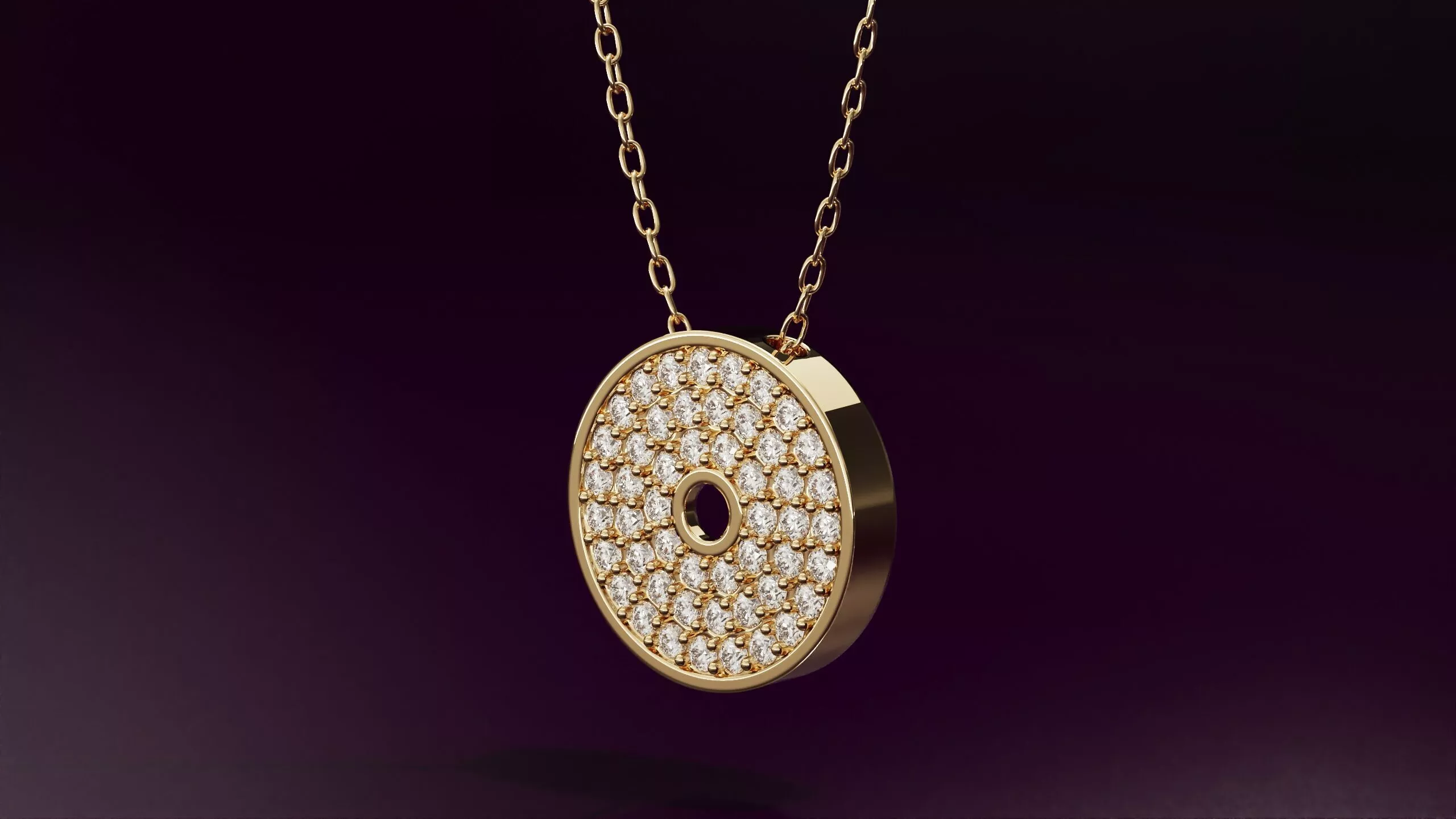 Round pendant with round diamonds N03 10mm 3D print model