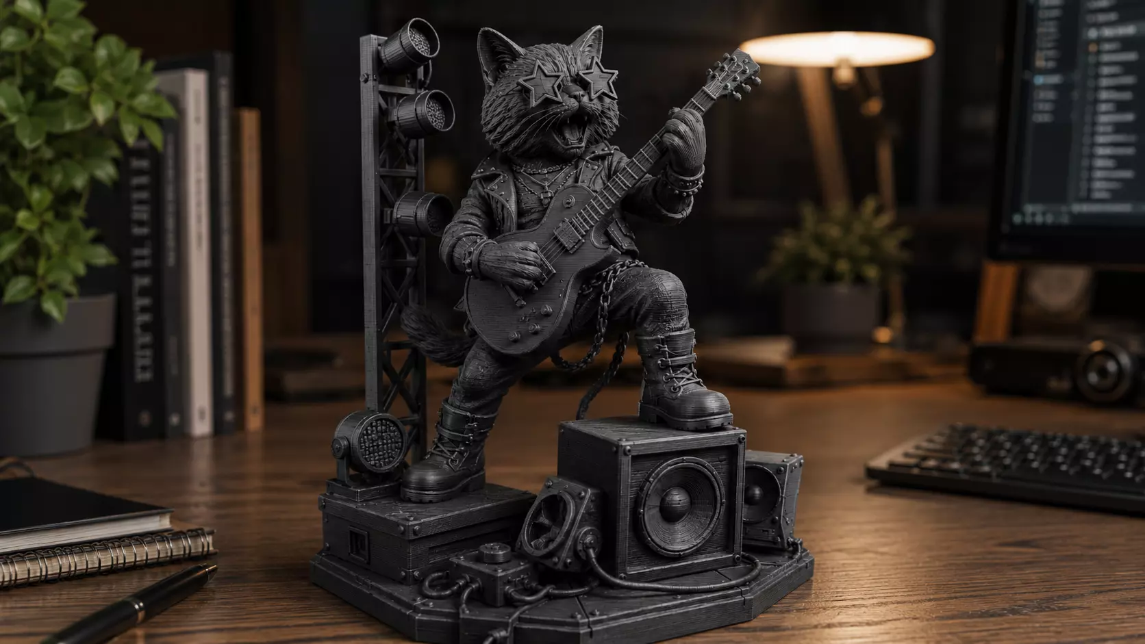 Rockstar Cat Guitarist Collectible Figurine 3D print model