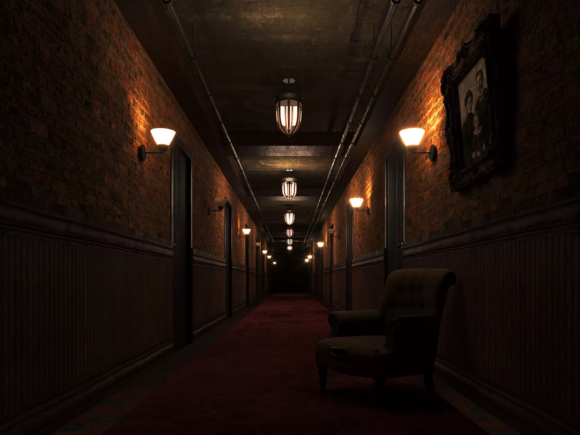Old Dark Scary Corridor 16 3D model