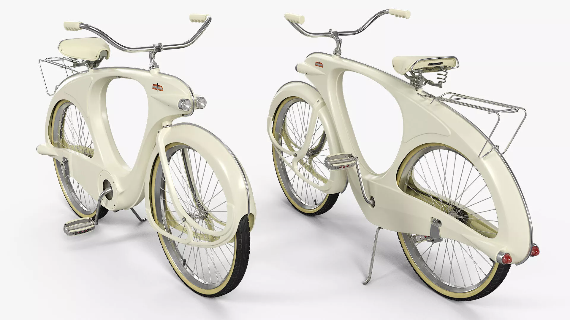 Spacelander Retro Cruiser Bike Cream Rigged 3D model