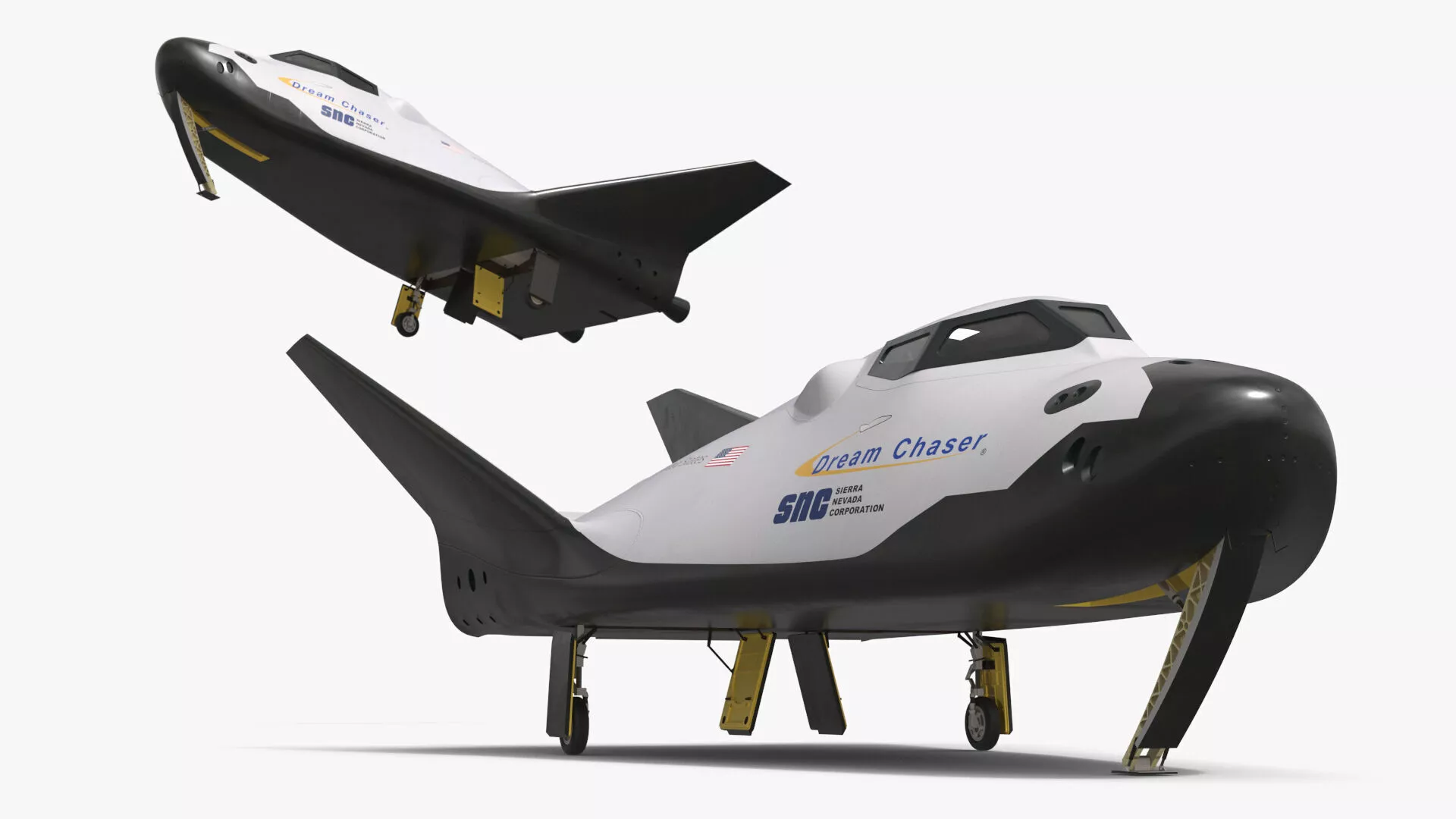 SNC Dream Chaser Cargo Spaceplane USA White with Interior Rigged 3D model