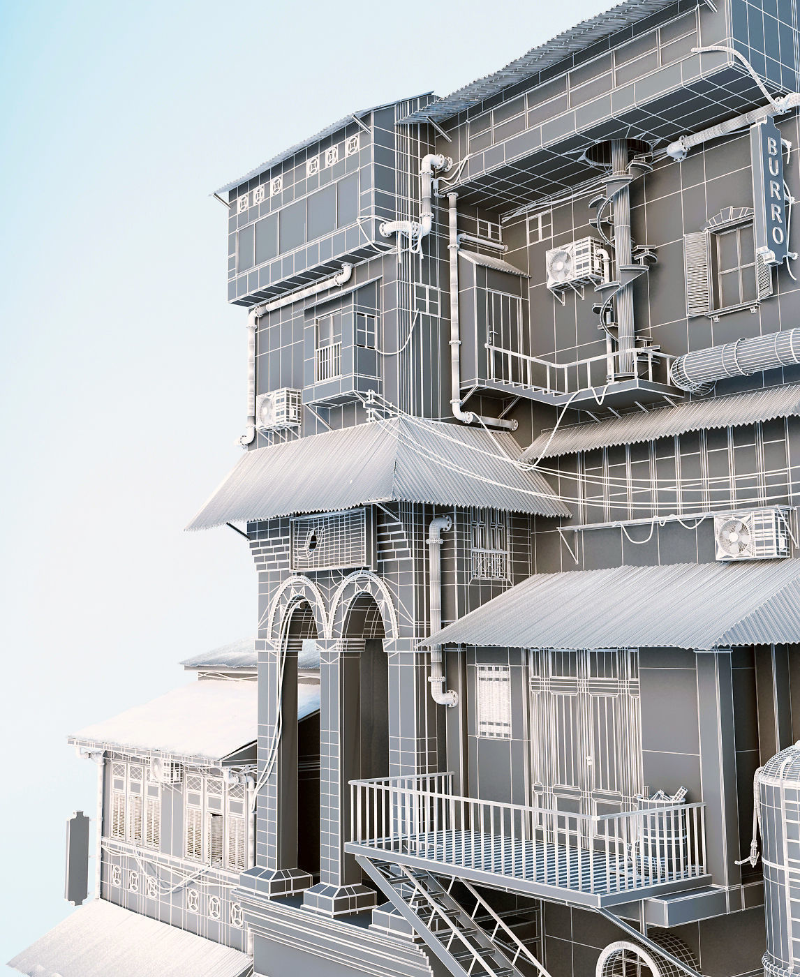 Building with stairs and balconies 3D model_19