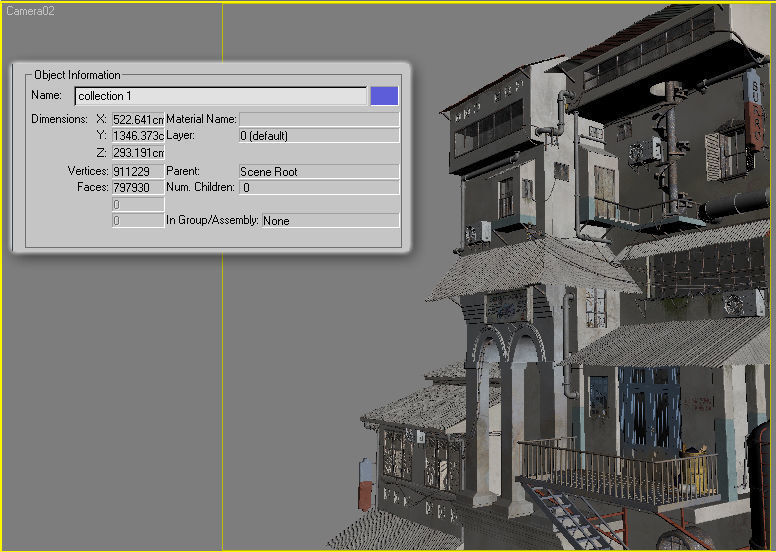 Building with stairs and balconies 3D model_1