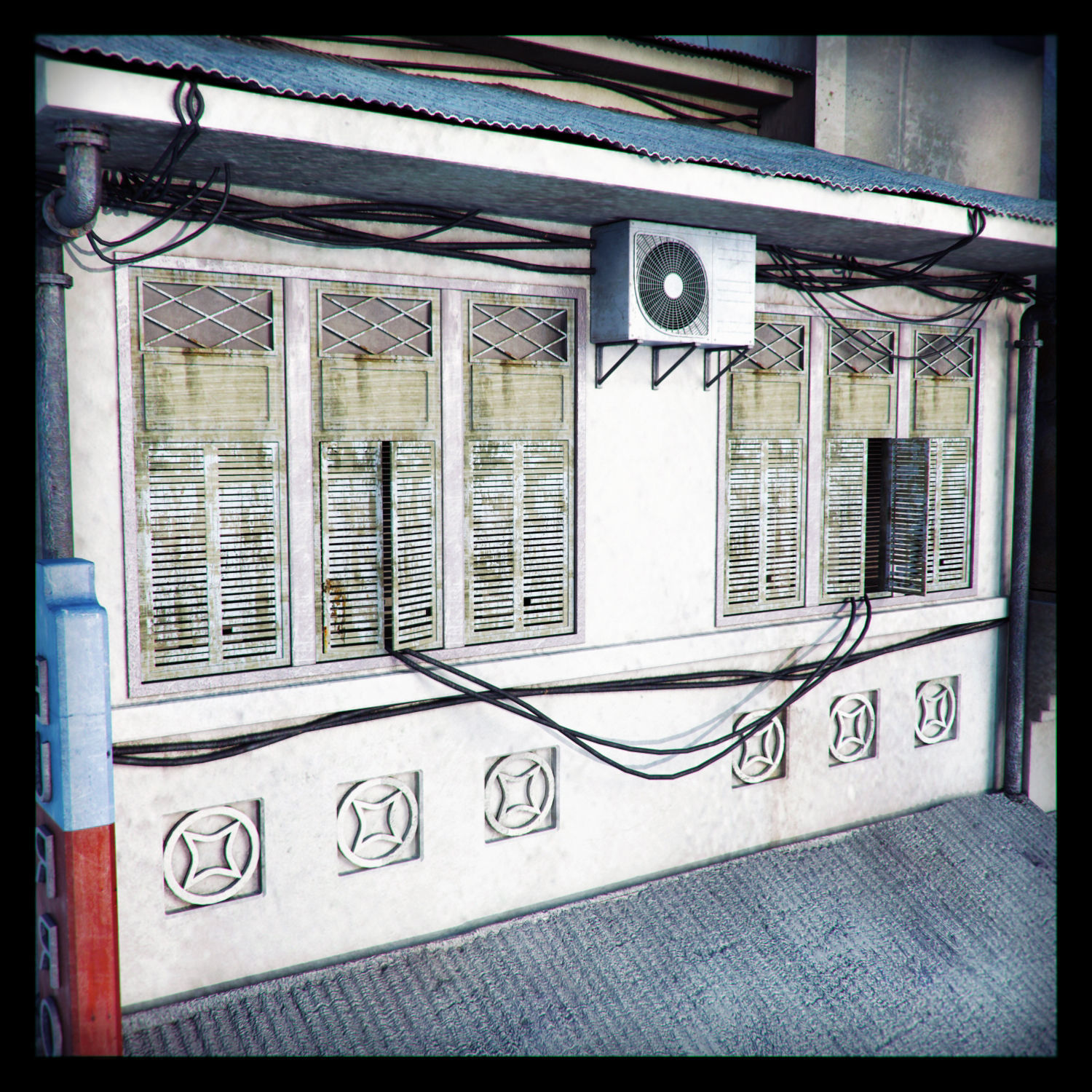 Building with stairs and balconies 3D model_8