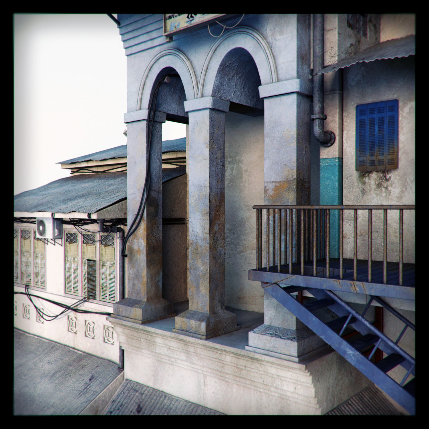 Building with stairs and balconies 3D model_5