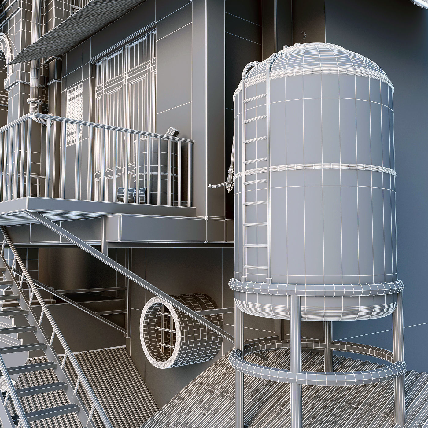 Building with stairs and balconies 3D model_13