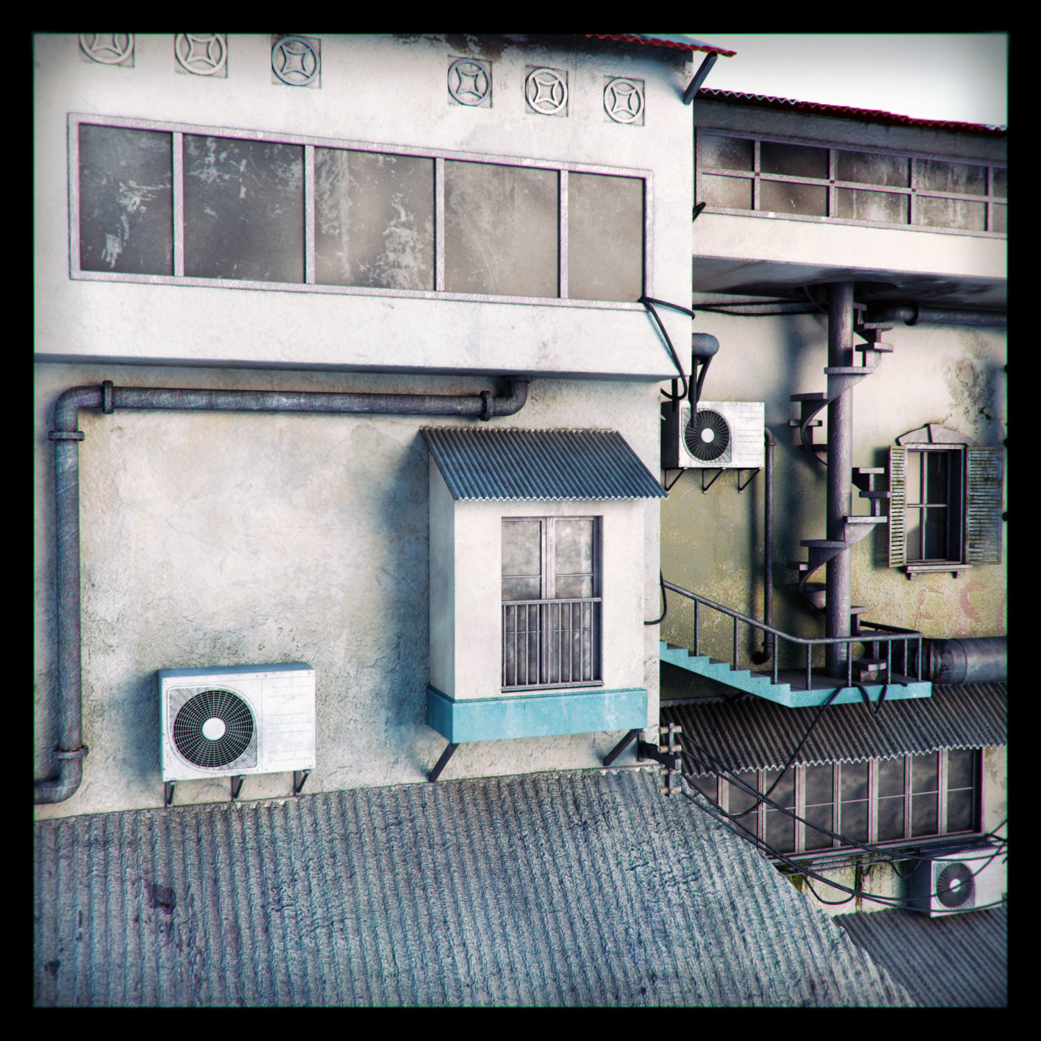 Building with stairs and balconies 3D model_7