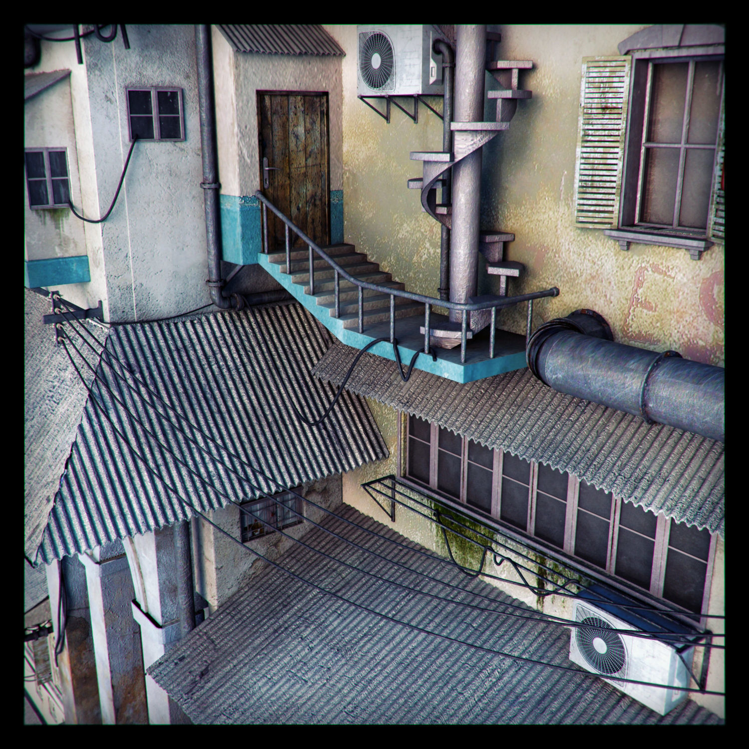 Building with stairs and balconies 3D model_4