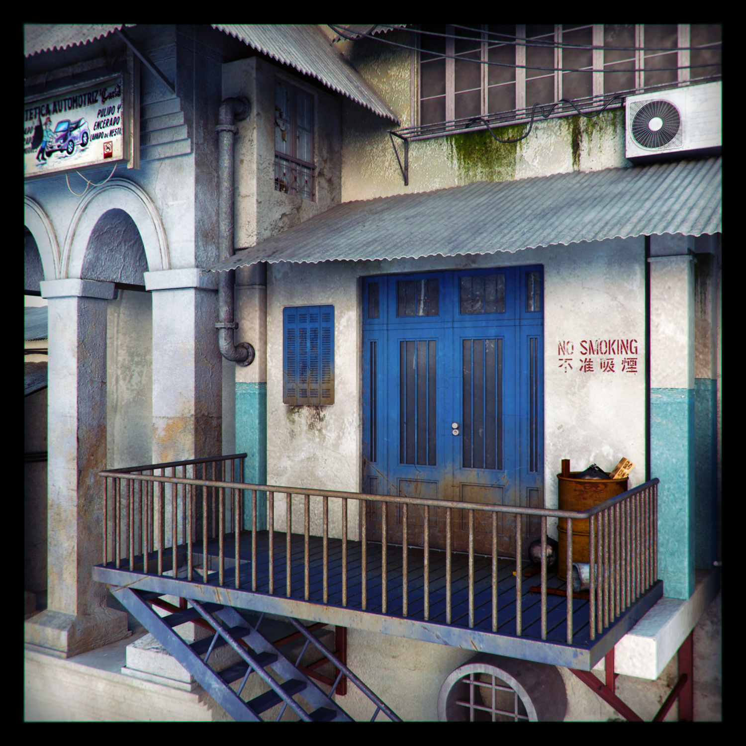 Building with stairs and balconies 3D model_6