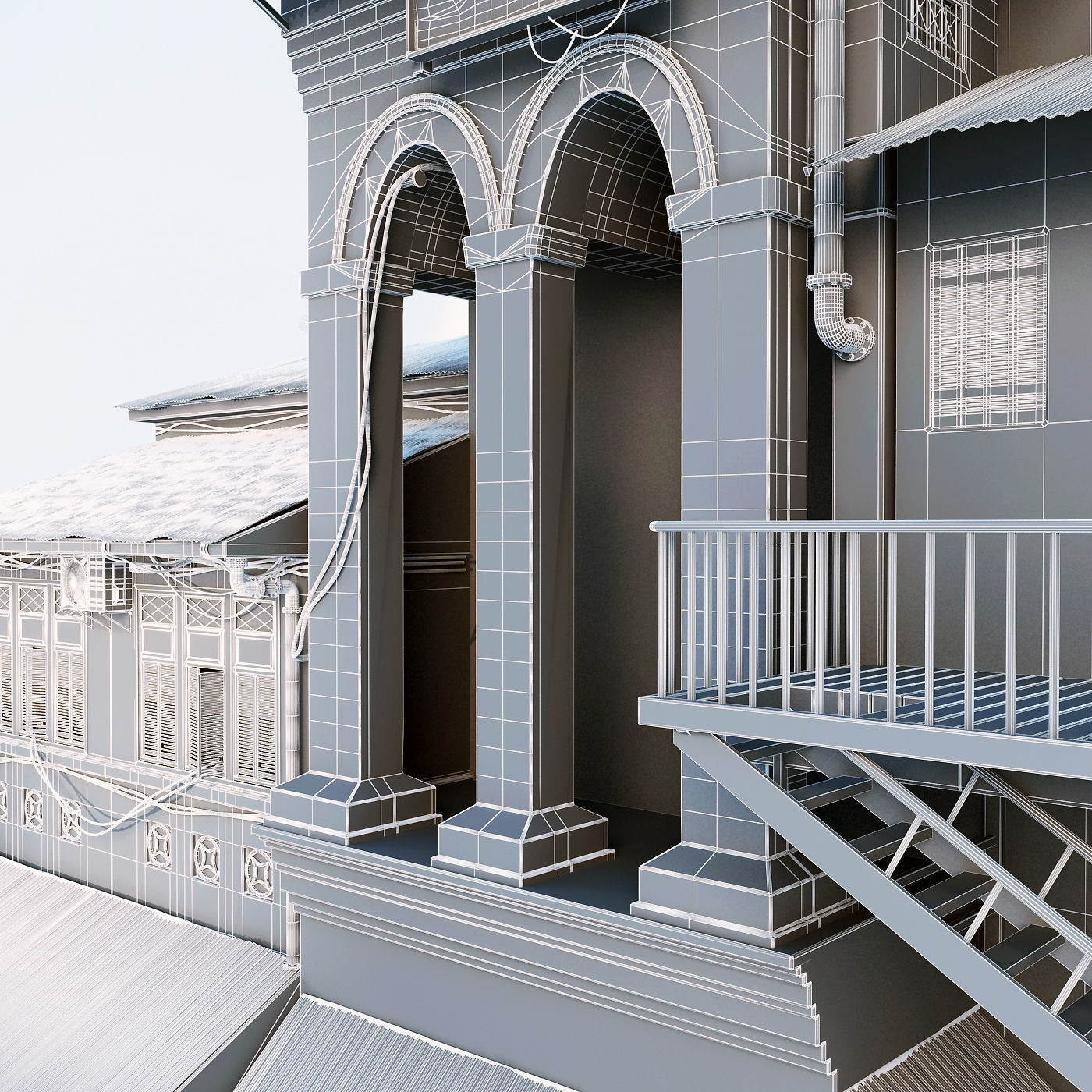 Building with stairs and balconies 3D model_12