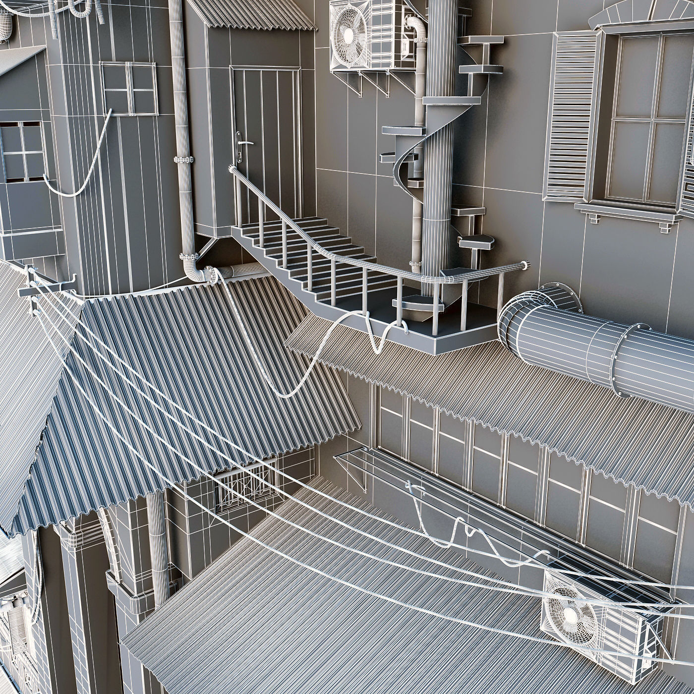 Building with stairs and balconies 3D model_21