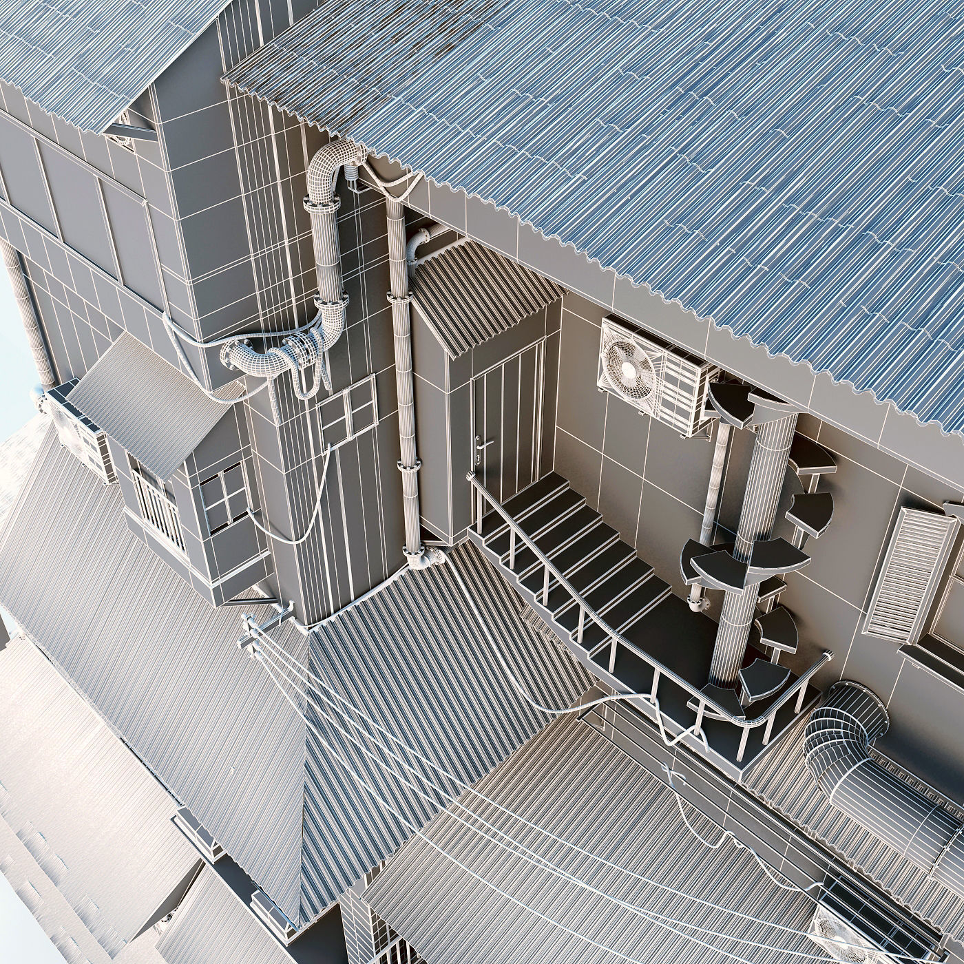 Building with stairs and balconies 3D model_17